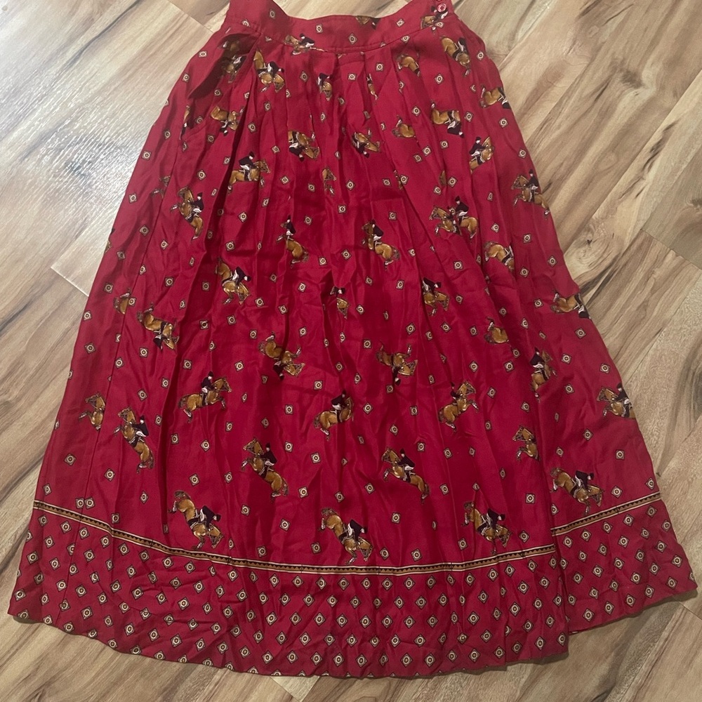 VTG 90s Chaus equestrian-themed Pleated Skirt Sz 8